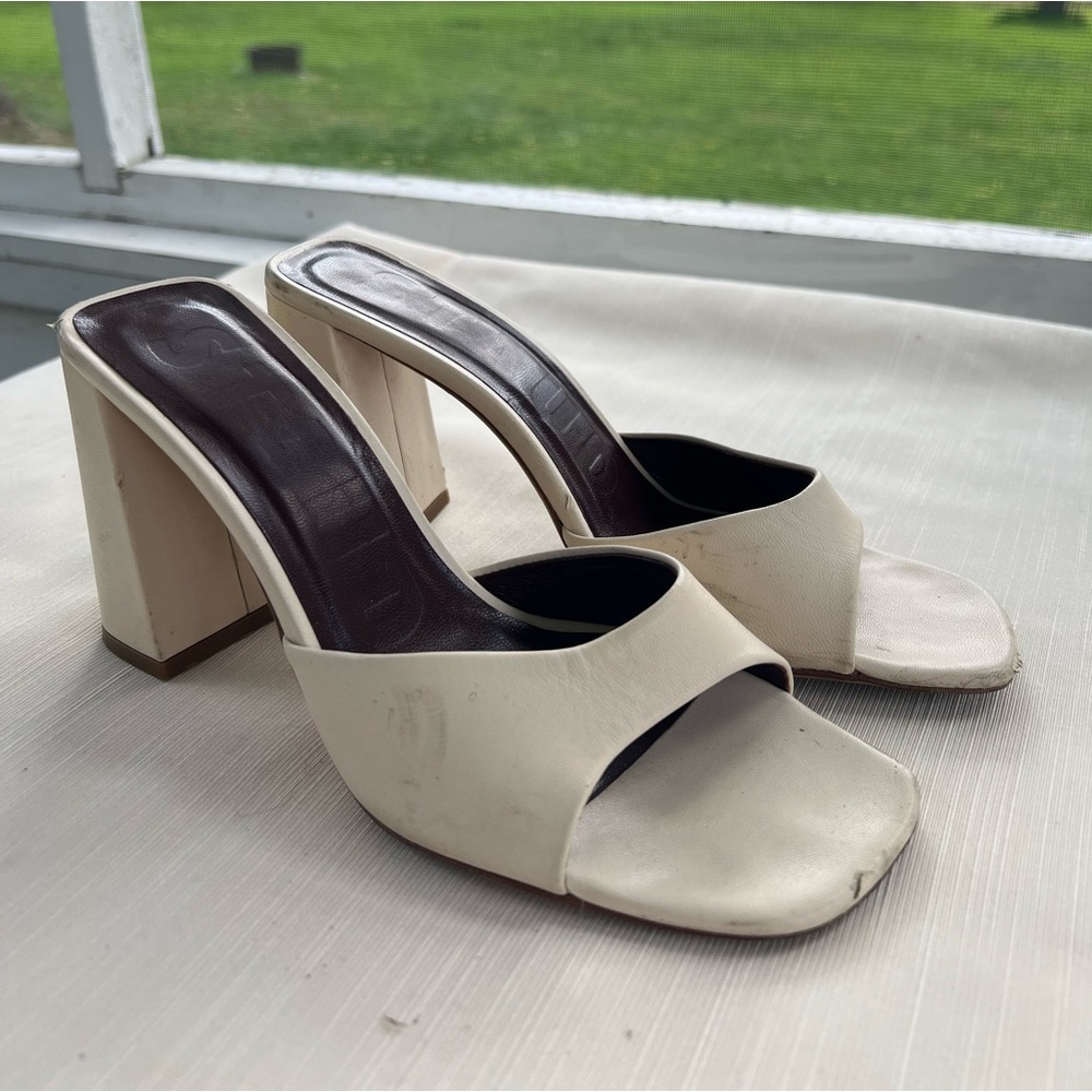 Staud crème block heels size 37